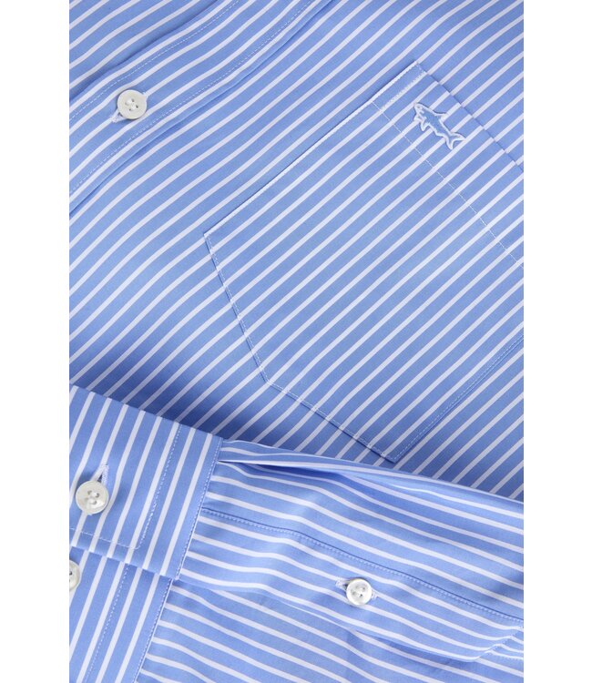 Paul & Shark Overhemd, Lichtblauw Wit Gestreept,  Easy Care