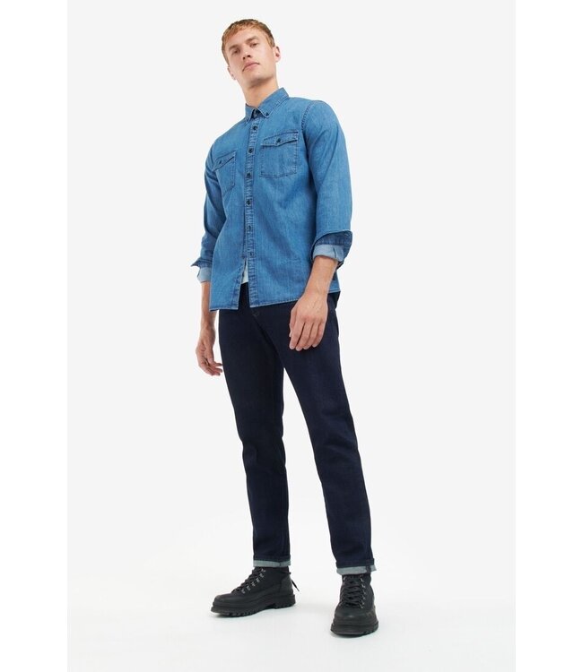 Barbour International Tailored Fit, Denim Overhemd, Dubbele Borstzak