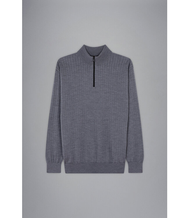 Paul & Shark Half-Zip Trui, Tasmanian S120 Wol, Grijs