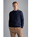 Paul & Shark Trui, Merino Wol, Ronde Hals, Donkerblauw met Bruin Suede Accenten