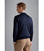 Paul & Shark Trui, Merino Wol, Ronde Hals, Donkerblauw met Bruin Suede Accenten
