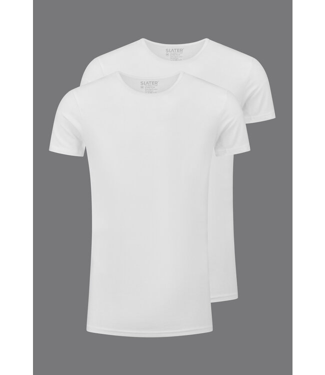 Slater Ondershirts Stretch, 2-Pack, Ronde Hals, Wit