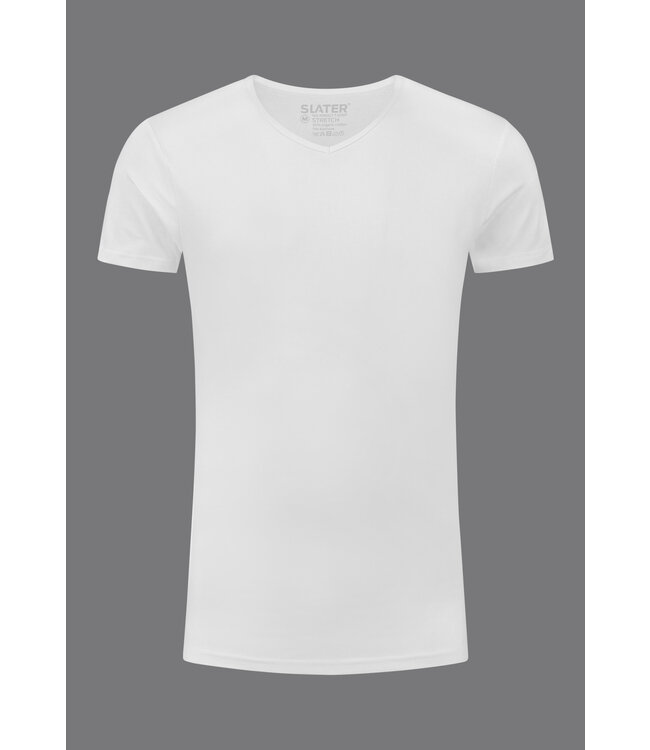 Slater Ondershirt, Stretch, 2-Pack, V-Hals, Wit