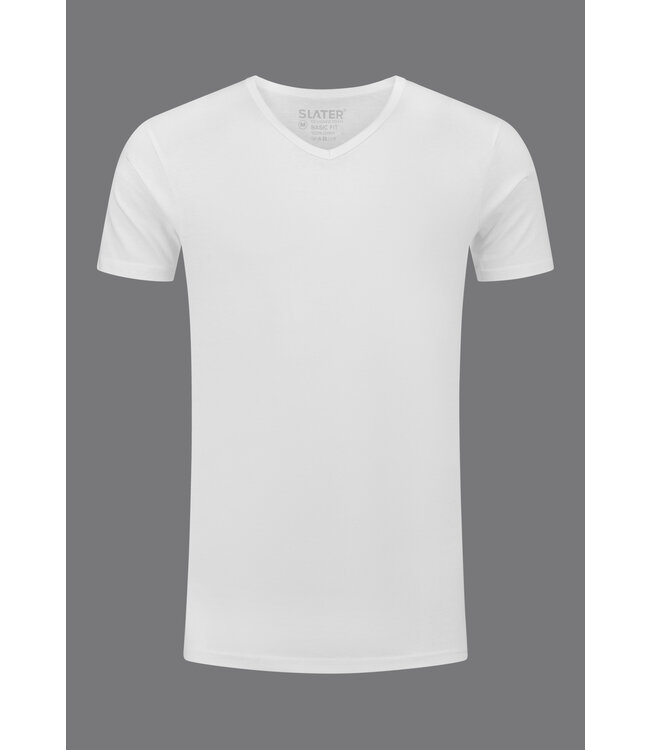 Slater Basic Fit Ondershirt, 2-Pack, V-Hals, Wit