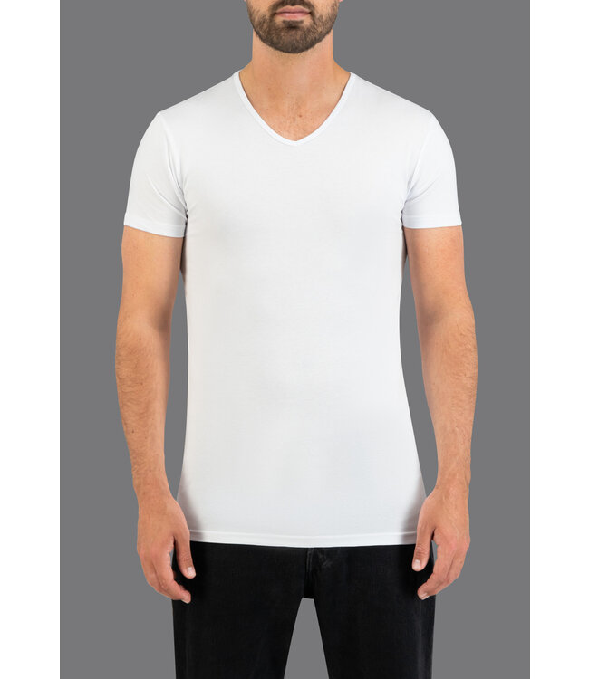 Slater Ondershirt, Stretch, 2-Pack, V-Hals, Wit