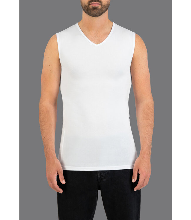 Slater Ondershirt,  Stretch Sleeveless, V-Hals, Wit