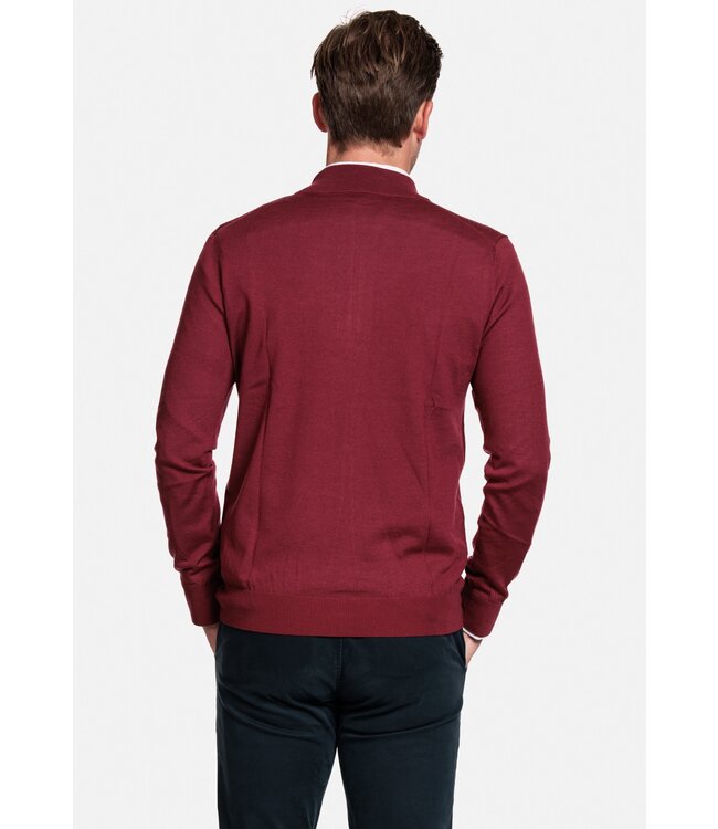 Thomas Maine Trui, Half-Zip, Merino Wol, Steenrood