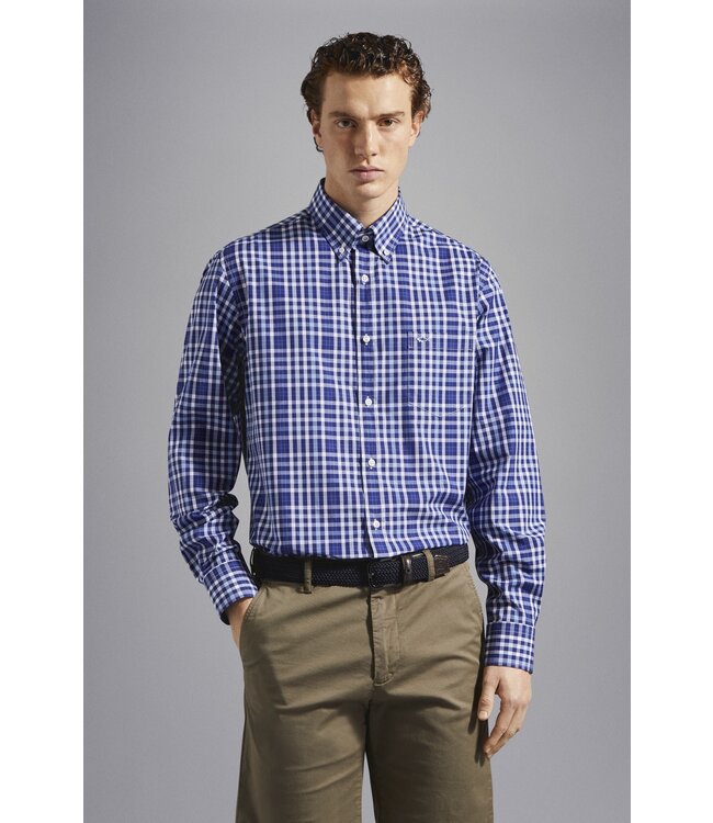 Paul & Shark Overhemd, Blauw, Wit, Lichtblauw Geruit