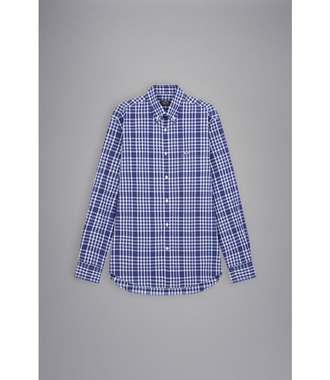 Paul & Shark Overhemd, Blauw, Wit, Lichtblauw Geruit