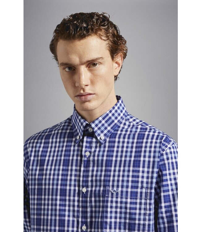 Paul & Shark Overhemd, Blauw, Wit, Lichtblauw Geruit