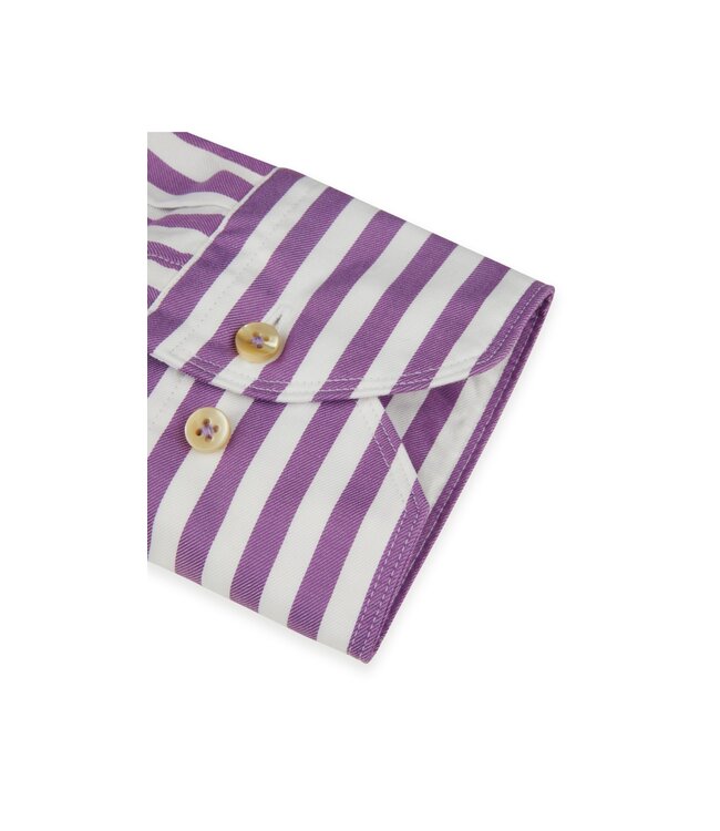 Stenstroms Overhemd, Katoen, Lange Mouw, Casual, Paars, Wit, Gestreept,  Fitted Body