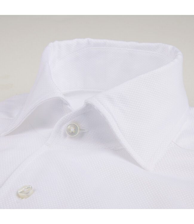 Stenstroms Overhemd, Twofold Katoen, Lange Mouw, Schiller Kraag, Wit, Textuur, New Slimline