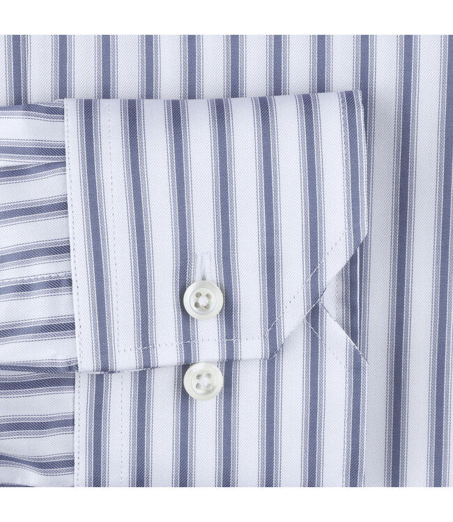 Stenstroms Twill Katoenen Overhemd, Lange Mouw, Lichtblauw Gestreept, Fitted Body