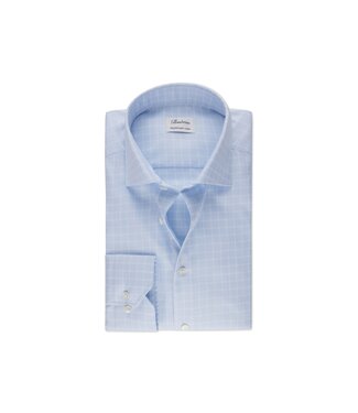 Stenstroms Stenstroms, Overhemd, Lange Mouw, Twofold Katoen, Blauw Geruit, Fitted Body