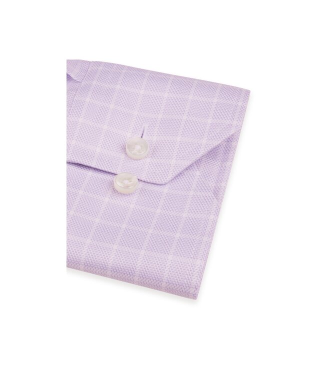 Stenstroms Overhemd, Lange Mouw, Twofold Katoen, Lichtpaars Geruit, New Slimline