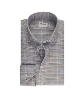 Stenstroms Stenstroms, Overhemd, Twofold Katoen, Lange Mouw, Bruin Beige, American Check, Regular Fit