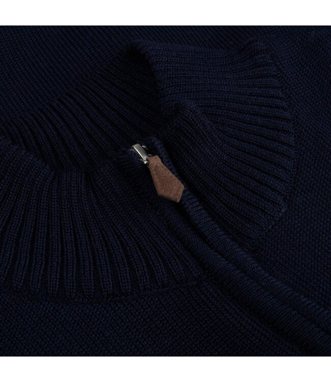 Stenstroms Vest met Rits, Merino Wol, Donkerblauw