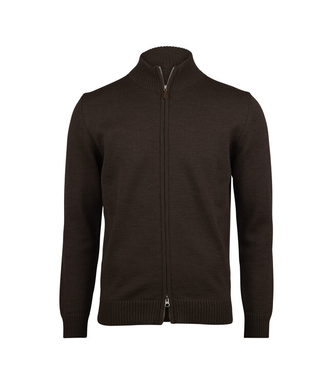 Stenstroms Vest met Rits, Merino Wol, Donkerbruin