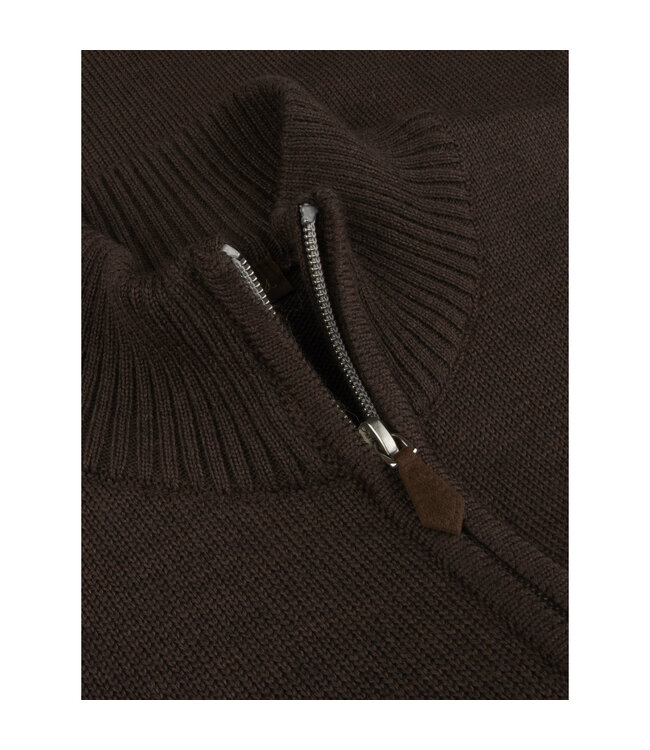 Stenstroms Vest met Rits, Merino Wol, Donkerbruin