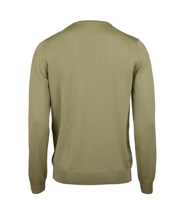 Stenstroms Trui, Ronde Hals, Merino Wol, Grasgroen