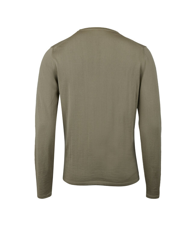 Stenstroms Trui, Ronde Hals, Merino Wol, Soft Mosgroen