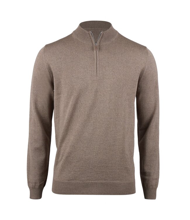 Stenstroms Trui, Half-Zip, Merino Wol, Beigebruin