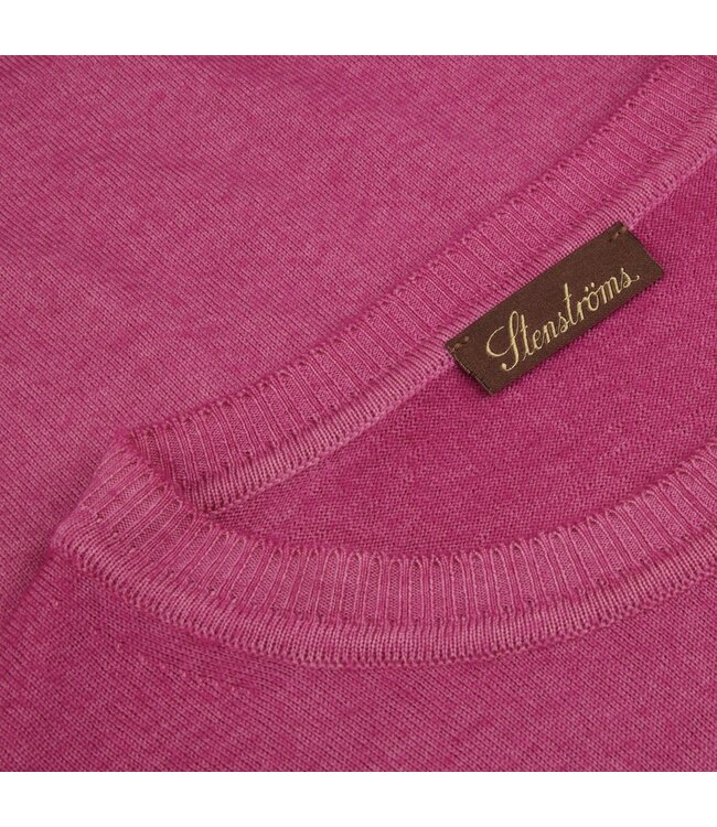Stenstroms Trui, Ronde Hals, Merino Wol, Donker-Roze, Berry