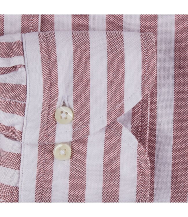 Stenstroms Overhemd, Oxford Katoen, Lange Mouw, Wit, Rood, Gestreept, New Slimline