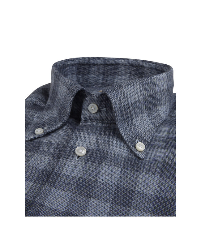 Stenstroms  Overhemd, Flanel, Diverse Tinten Blauw Grote Ruit, Lange Mouw, New Slimline