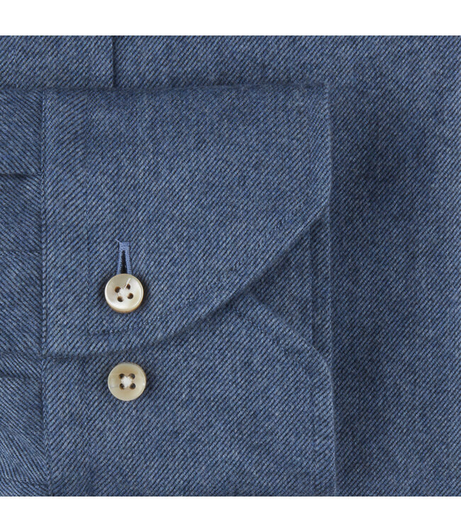 Stenstroms Overhemd, Flanel, Lange Mouw, Jeansblauw,  Fitted Body