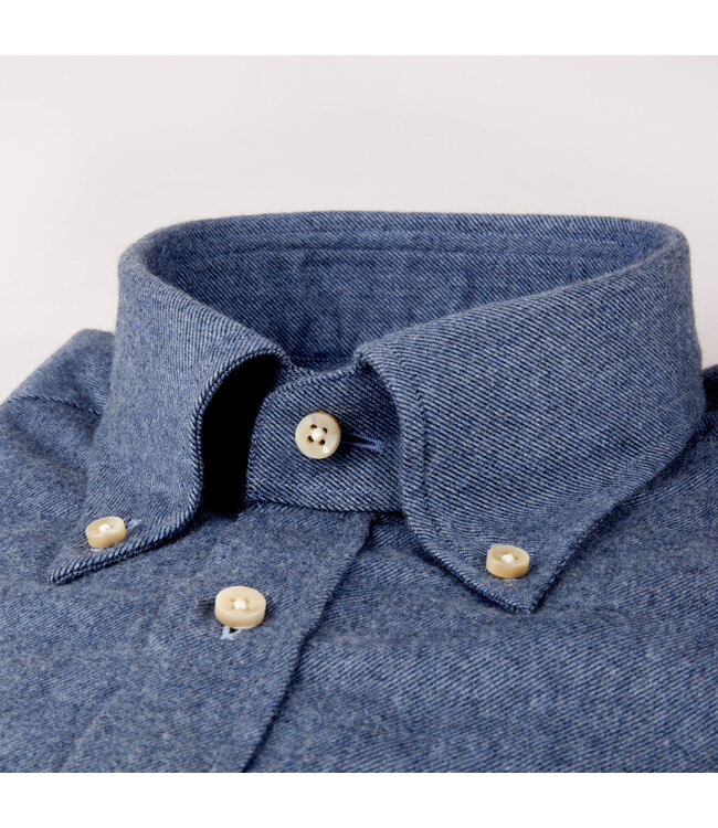 Stenstroms Overhemd, Flanel, Lange Mouw, Jeansblauw,  Fitted Body