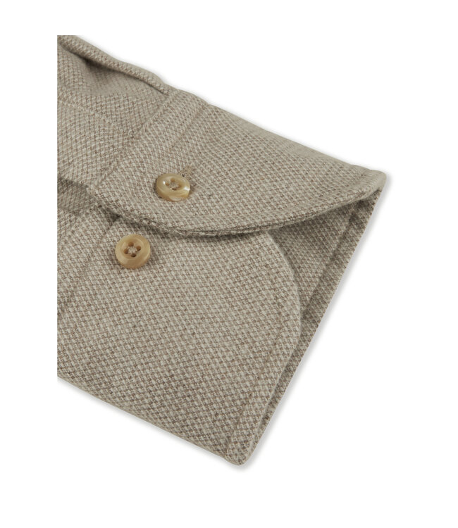 Stenstroms Overhemd, Flanel, Lange Mouw, Schiller Kraag, Beige, Regular Fit