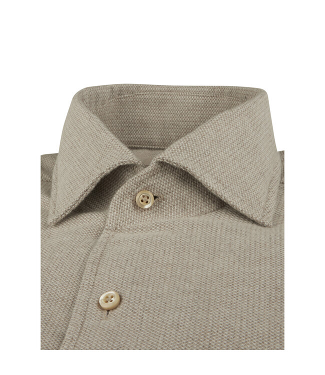 Stenstroms Overhemd, Flanel, Lange Mouw, Schiller Kraag, Beige, Regular Fit