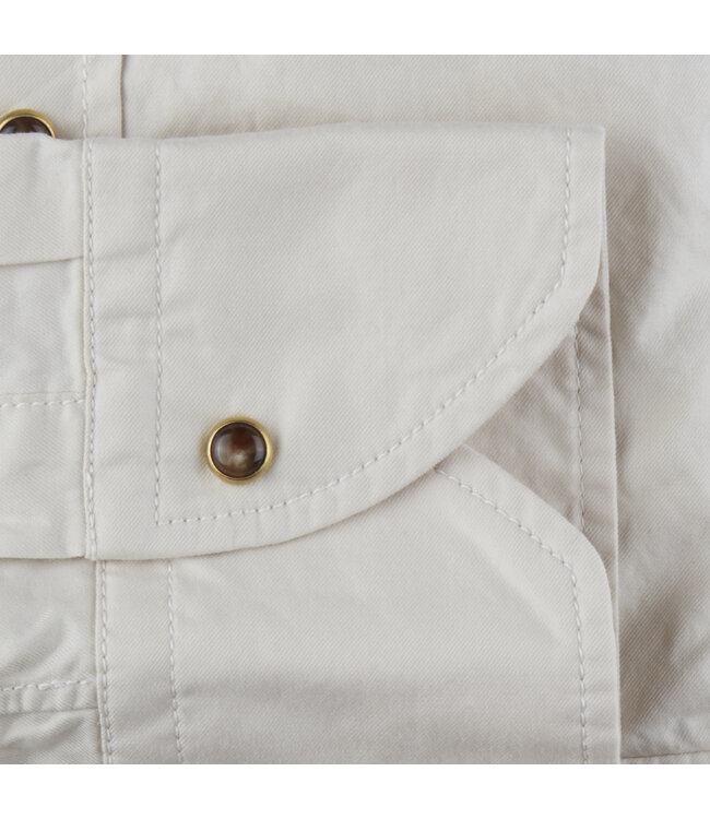 Stenstroms Overhemd, Katoen, Lange Mouw, Beige, Borstzakken, Drukknopen, New Slimline