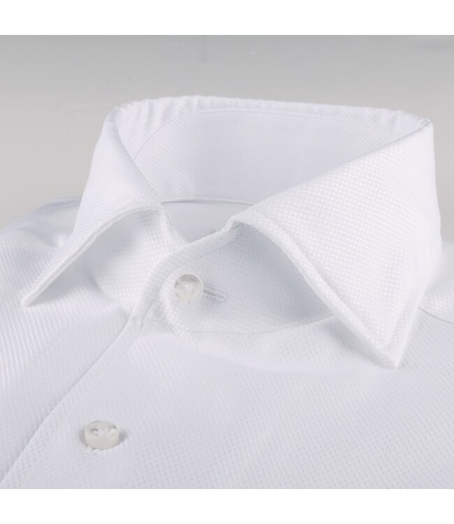 Stenstroms Overhemd, Katoen, Korte Mouw, Schiller Kraag, Wit, Slimline