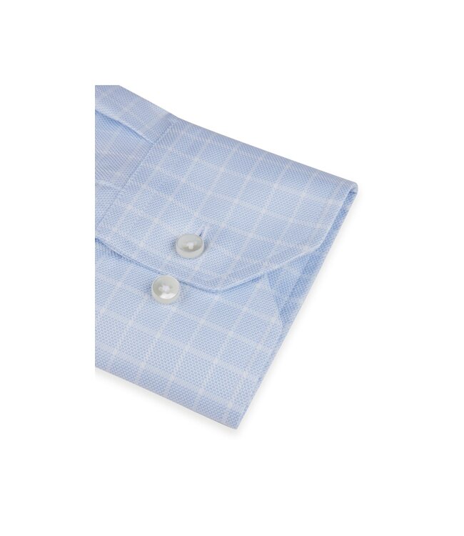 Stenstroms Overhemd, Lange Mouw, Twofold Katoen, Lichtblauw Geruit, New Slimline