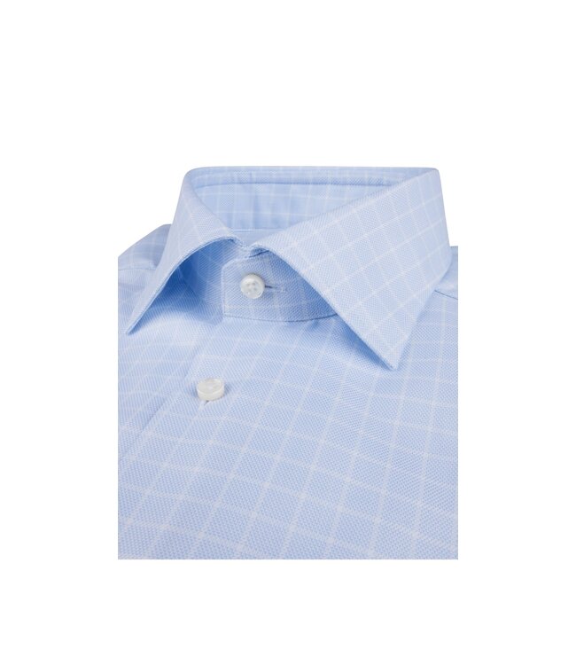 Stenstroms Overhemd, Lange Mouw, Twofold Katoen, Lichtblauw Geruit, New Slimline