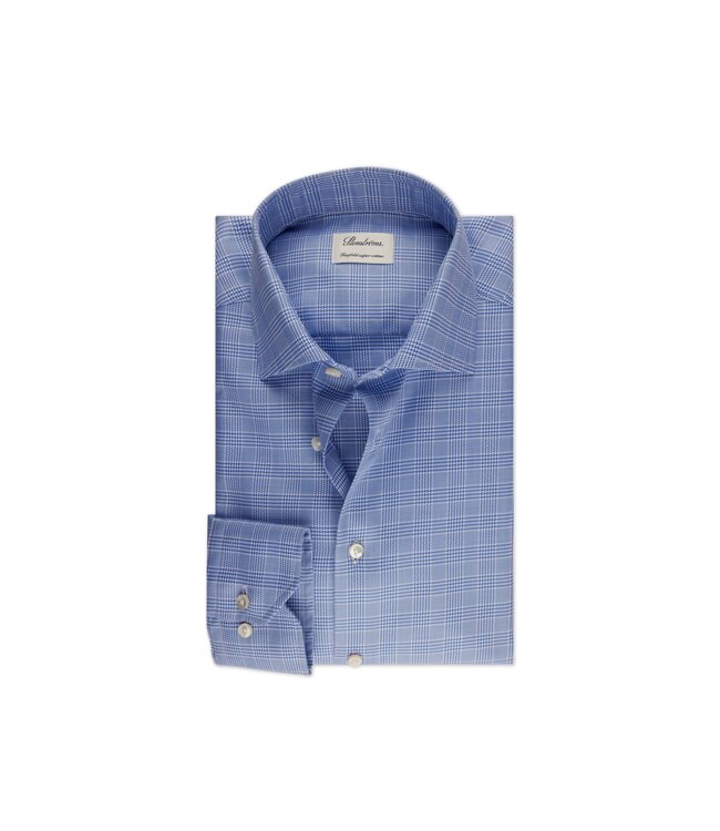 Stenstroms Overhemd, Twofold Katoen, Lange Mouw, Blauw Wit, American Check, New Slimline