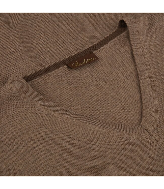 Stenstroms Trui, V-Hals, Merino Wol, Beige