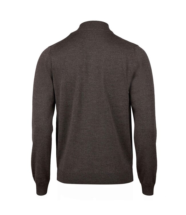 Stenstroms Half-Zip Trui, Merino Wol, Bruin Gemeleerd