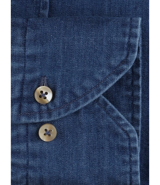 Stenstroms Stretch Denim Casual Overhemd, Lange Mouw, Blauw, New Slimline