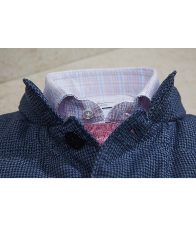 Stenstroms Overhemd, Lange Mouw, Katoen, Blauw, Wit, Roze Geruit, Slimline