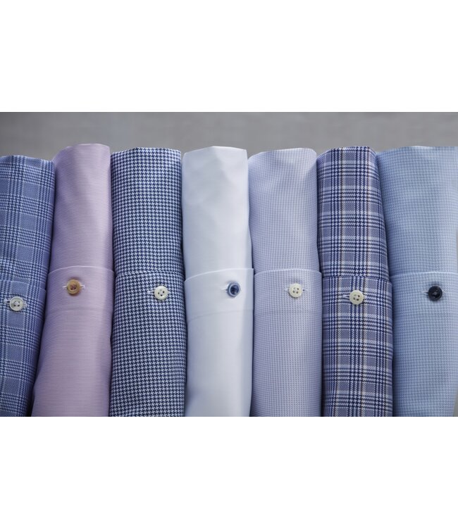 Stenstroms Overhemd, Twofold Katoen, Lange Mouw,  Blauw/Bruin American Check, New Slimline