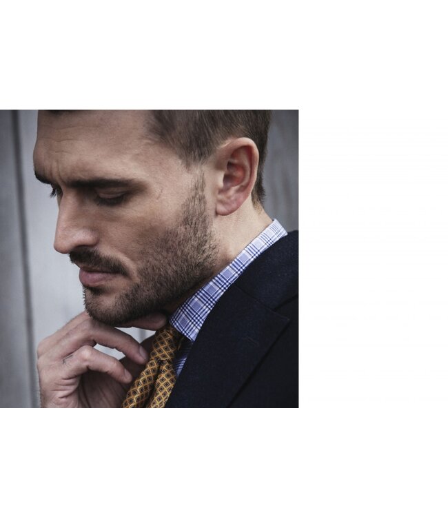 Stenstroms Overhemd, Twofold Katoen, Lange Mouw, Blauw Wit, American Check, New Slimline