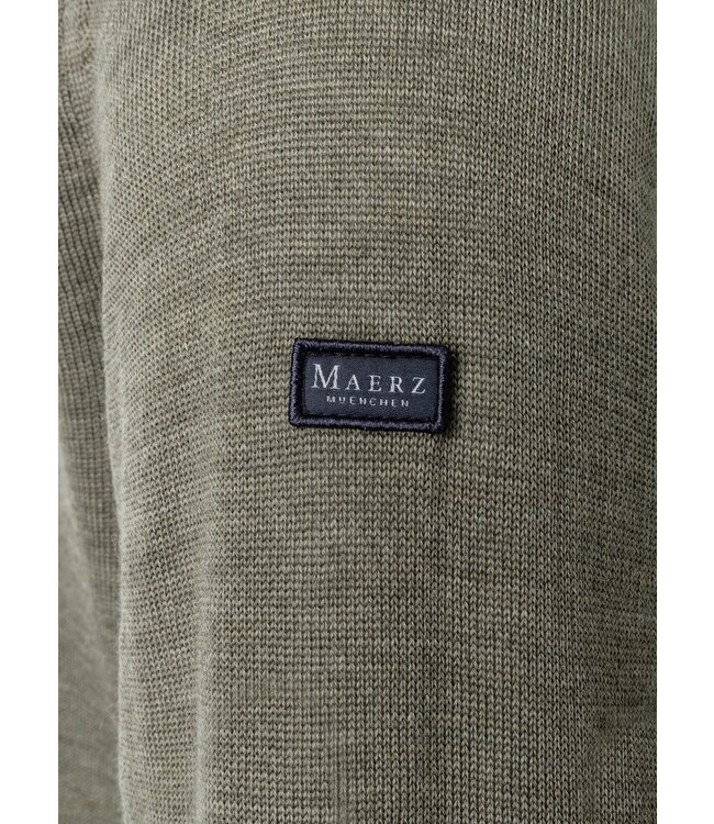 Maerz Munchen Vest met Rits, Merino Wol, Olijfgroen