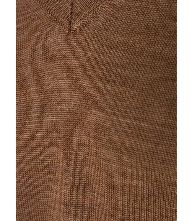 Maerz Munchen Trui, V-Hals, Merino Wol, Camel, Modern Fit