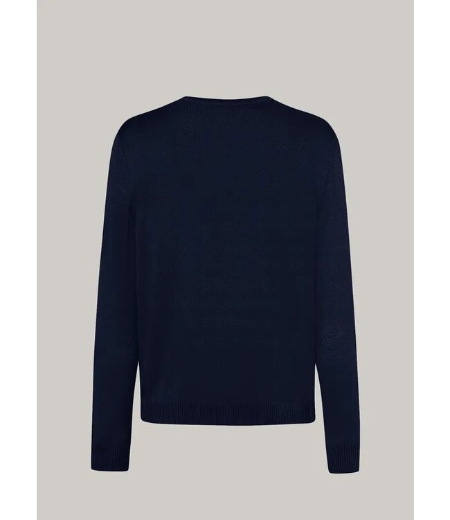 Maerz Munchen Trui, V-Hals, Merino Wol, Donkerblauw, Superwash, Modern Fit