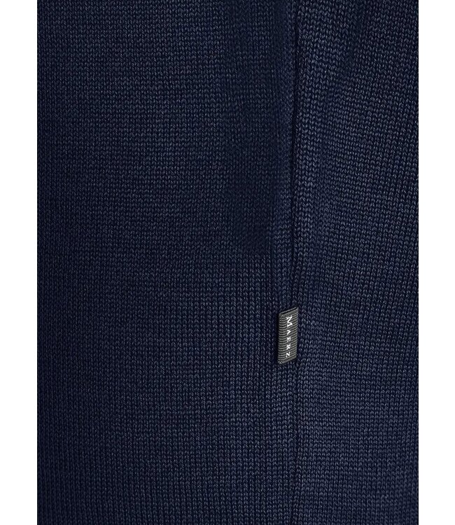 Maerz Munchen Trui, V-Hals, Merino Wol, Donkerblauw, Superwash, Modern Fit