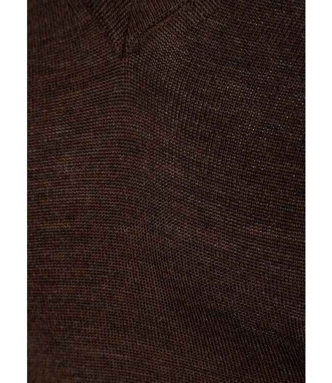 Maerz Munchen Trui, V-Hals, Merino Wol, Bruin, Modern Fit