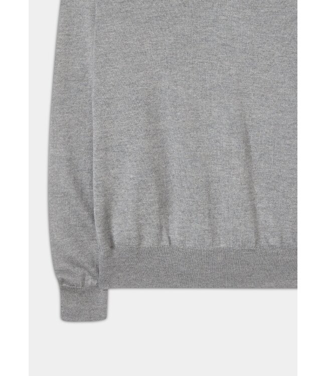 Alan Paine Trui, V-Hals, Merino Wol, Lichtgrijs Gemeleerd